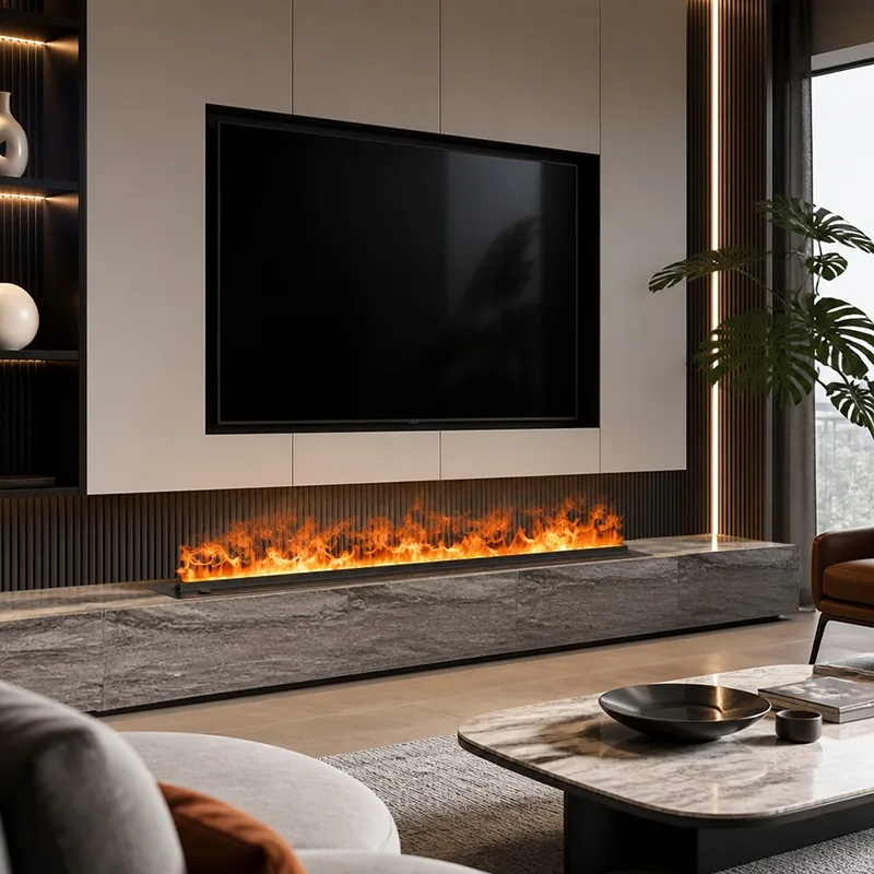 Electric 70-300cm Intelligent Atomizing Fireplace Modern Indoor Customizable Size APP Remote Adjustable 3D Mist Flame Hotel Use