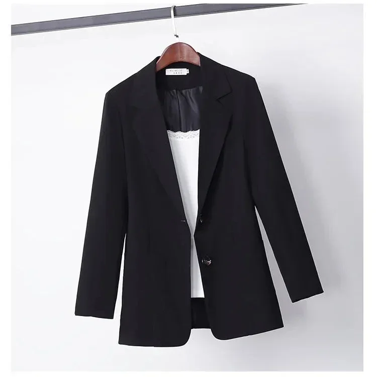 Pop Pop 2025 New Women'S Suit Jacket Spring Autumn Women Blazer Korean Women'S Loose Plus Size Jacket Top Long-Sleeved Ladies Sh