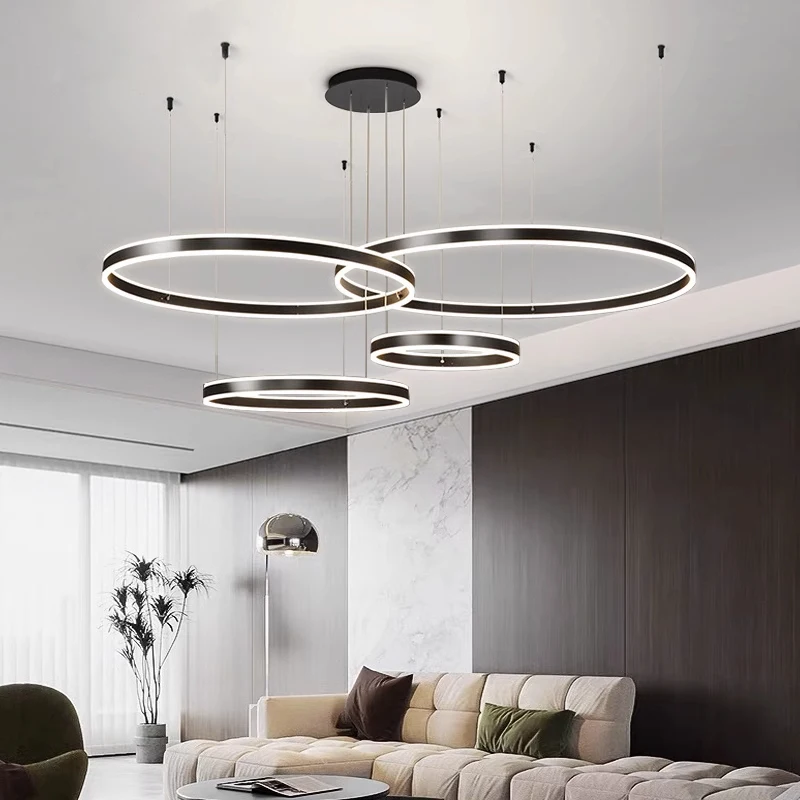 

Modern Minimalism Ring Led Chandelier Circles Dimmable Living Room Pendant Lights Lighting Lustre Bedroom Suspend Lamp Fixtures