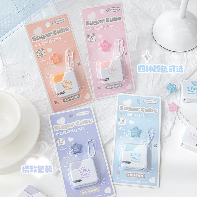 Palm Office Stapler 10# Pin Staples Carry-on Cute Candy Stationery Stapler High-value Compact Text Data Binder Bookbinding Tools