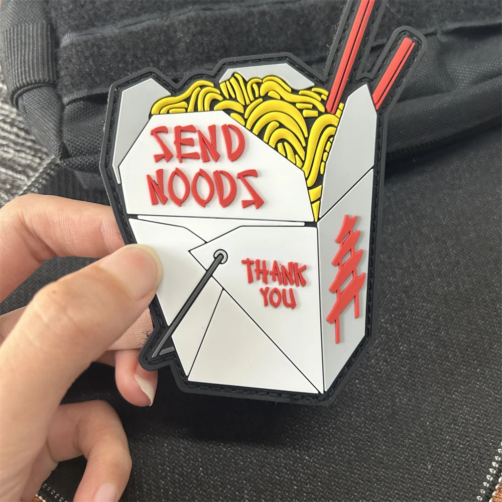 3D Delicious Chinese Waimai Noodles PVC Patch Fun Soft Plastic Creative Outdoor Backpack Personalized Clothing Stickers