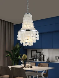 Royal natural shell lampadario in argento cromato, romantico bellissimo lampadario piacevole voce E14 per la sala da pranzo della camera da letto foyer