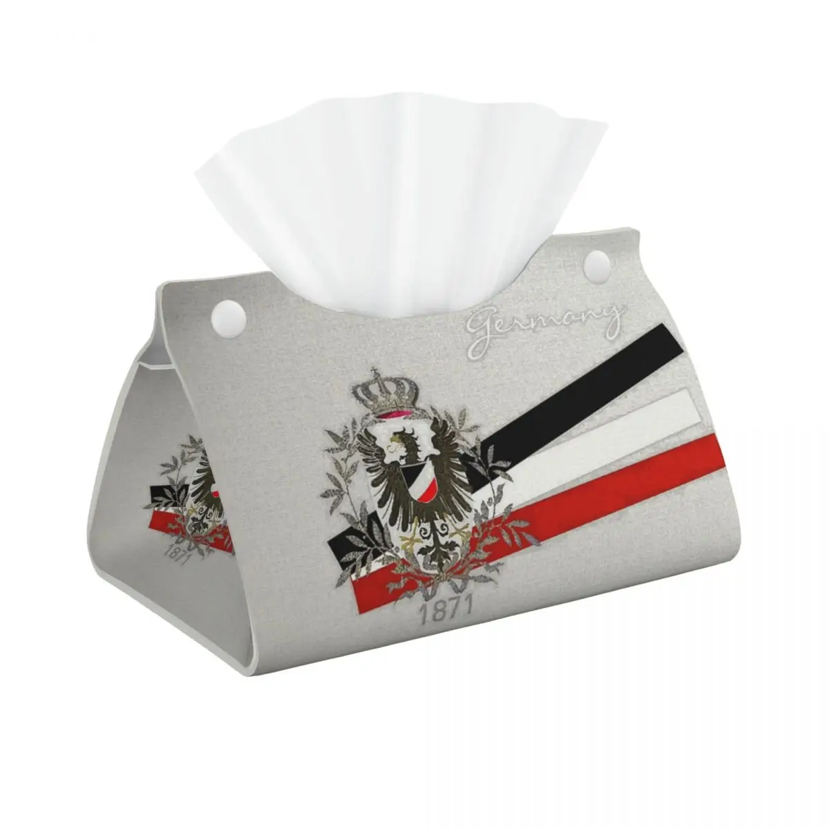 Custom German Empire Eagle Flag 1871 Tissue Box Cover for Home Germany Patriotic PU Leather Rectangular Facial Tissue Box Holder