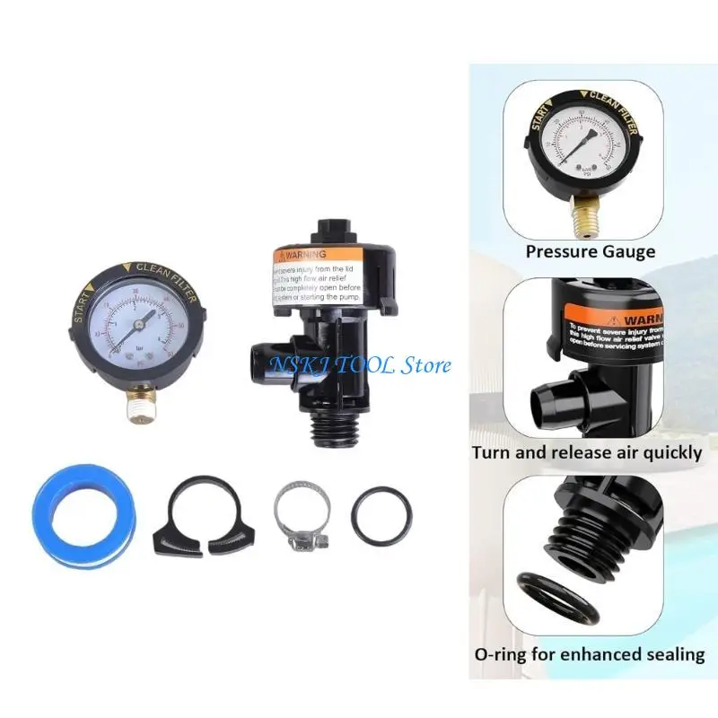 

L8RC 98209800 High Manual Air Relief Valves Pressure Gauge for Pool Spa Filters