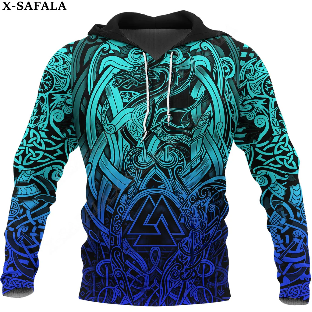 Vegvisir Raven Odin Wolf Hot Tattoo 3D Print Zipper Hoodie Man Female Pullover Sweatshirt Hooded Jacket Jersey Tracksuits-2