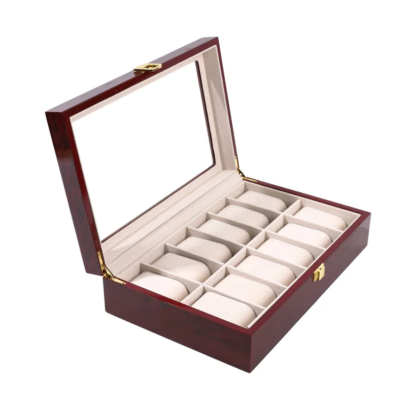 WellZone 2/3/5/6/10/12 Positions China Red Simple And Fashionable Environmental Protection Wooden Watch Case Box Display