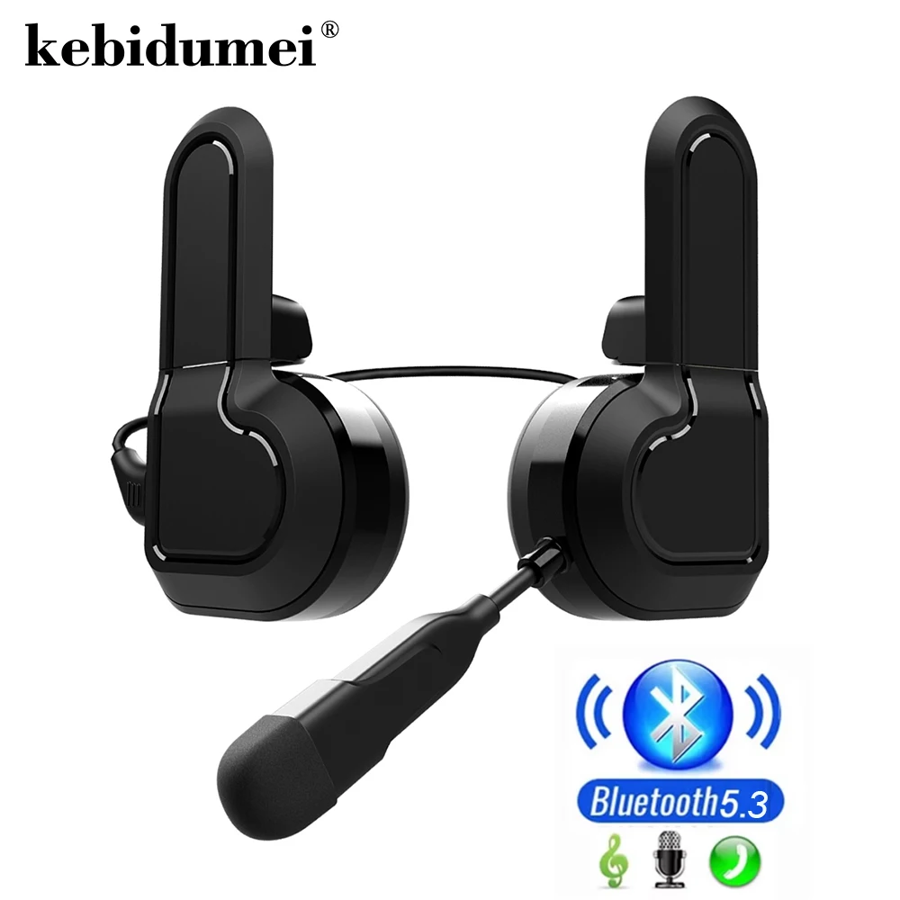 Motorcycle Bluetooth 5.3 Helmet Headset Waterproof Voice Control Hands-Free Call Music Player with Ambient Lamp for Half Helmet