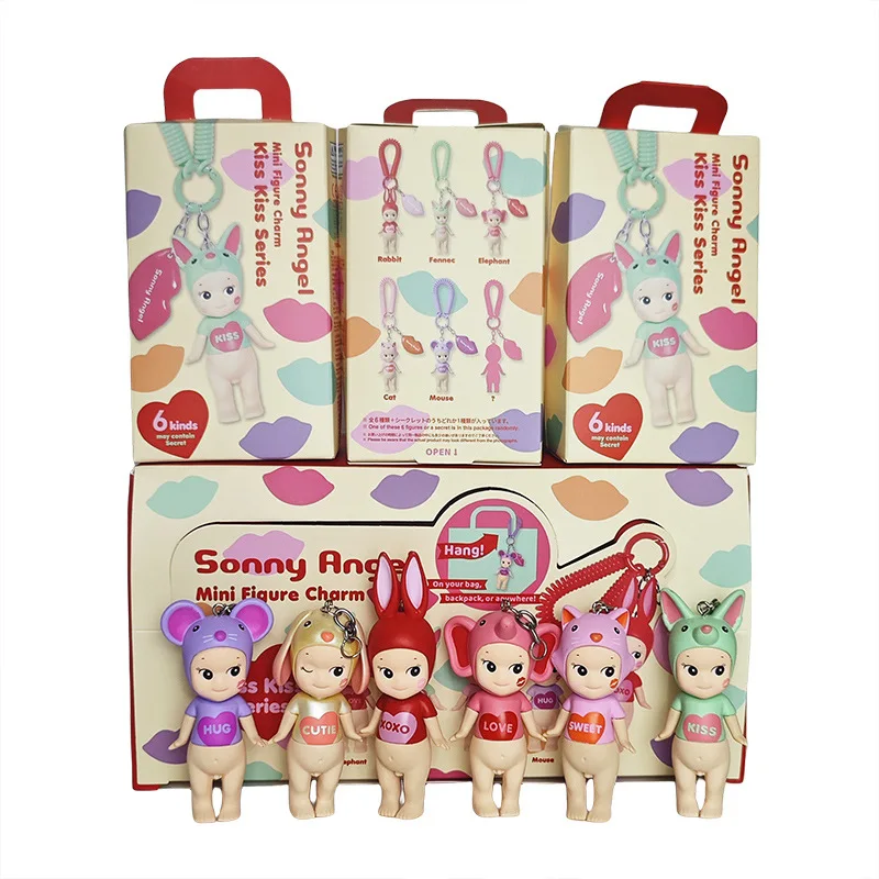 

Boxed 6pcs/set sonny angel Kiss Series kawaii Action Figures PVC Model Keychain backpack pendant Toys doll Christmas Gifts