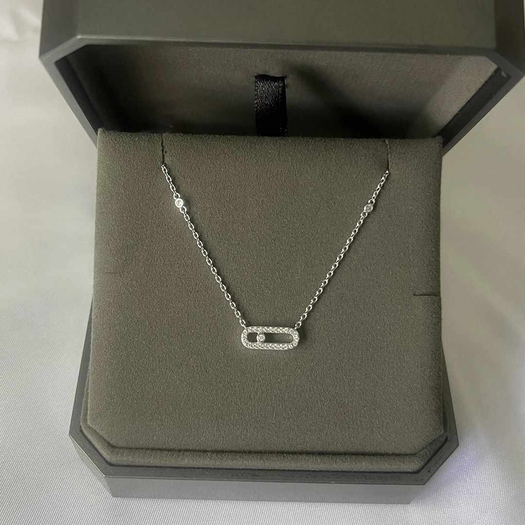 

925 Sterling Silver Inlaid Single Zircon Women's Jewelry Necklace, Exquisite And Elegant Holiday Anniversary Gift.