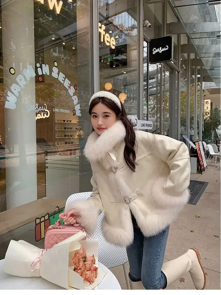 2023 New Fox Fur Coat Women's Winter Jacket Female Short Design Feeling Down Linner Coats and Jackets for Women Clothing FCY5010