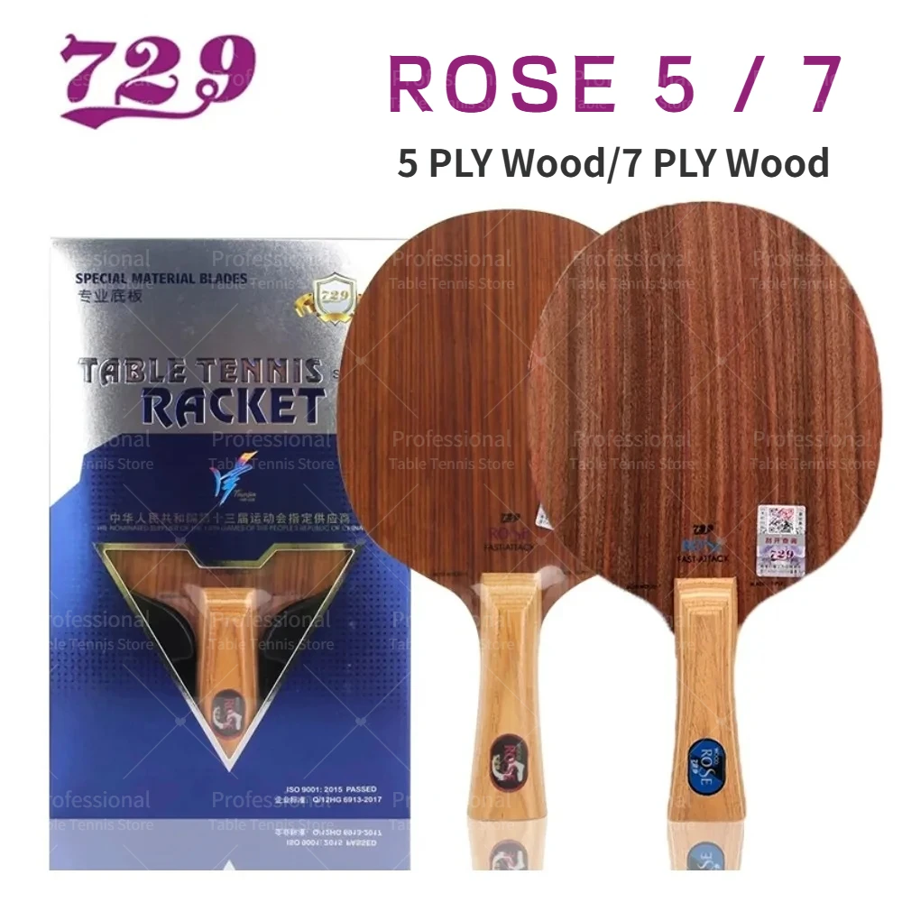 Hoja de tenis de mesa de madera de rosa de la Amistad Original 729 profesional de madera pura apagado + hoja de Ping Pong para ataque rápido con bucle