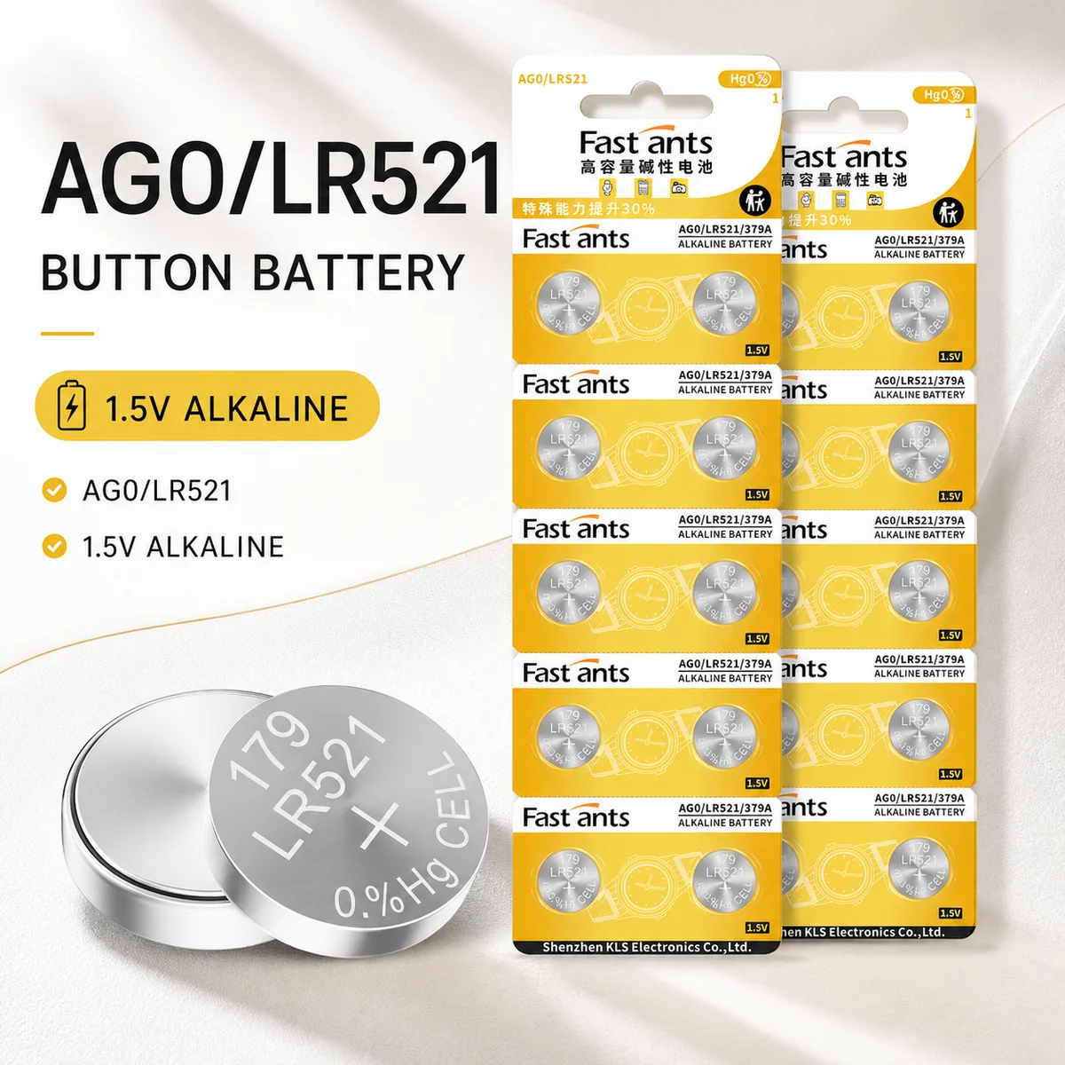 Alkaline Coin Cell Battery LR521 LR63 AG0 379A 179 SR521SW 1.5V for Watch Clock Calculator Toys LED Light