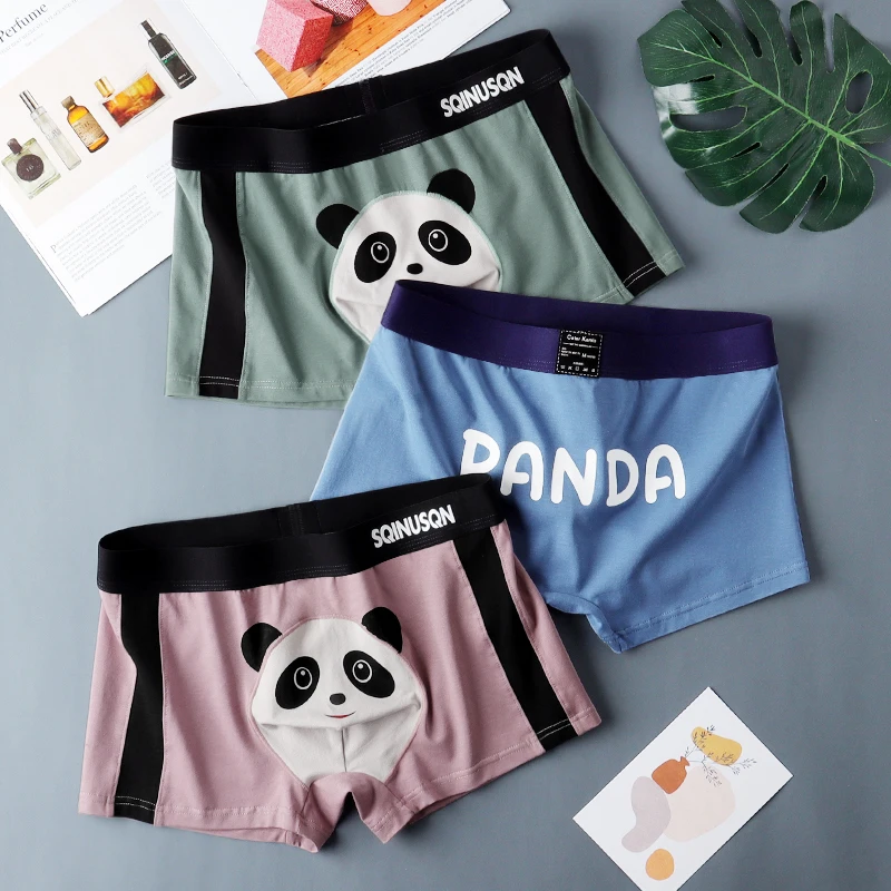 SQINUSQN New men's boxer panties Breathable men's underwear cute panda ComfortableMen Underpants size M-4XL