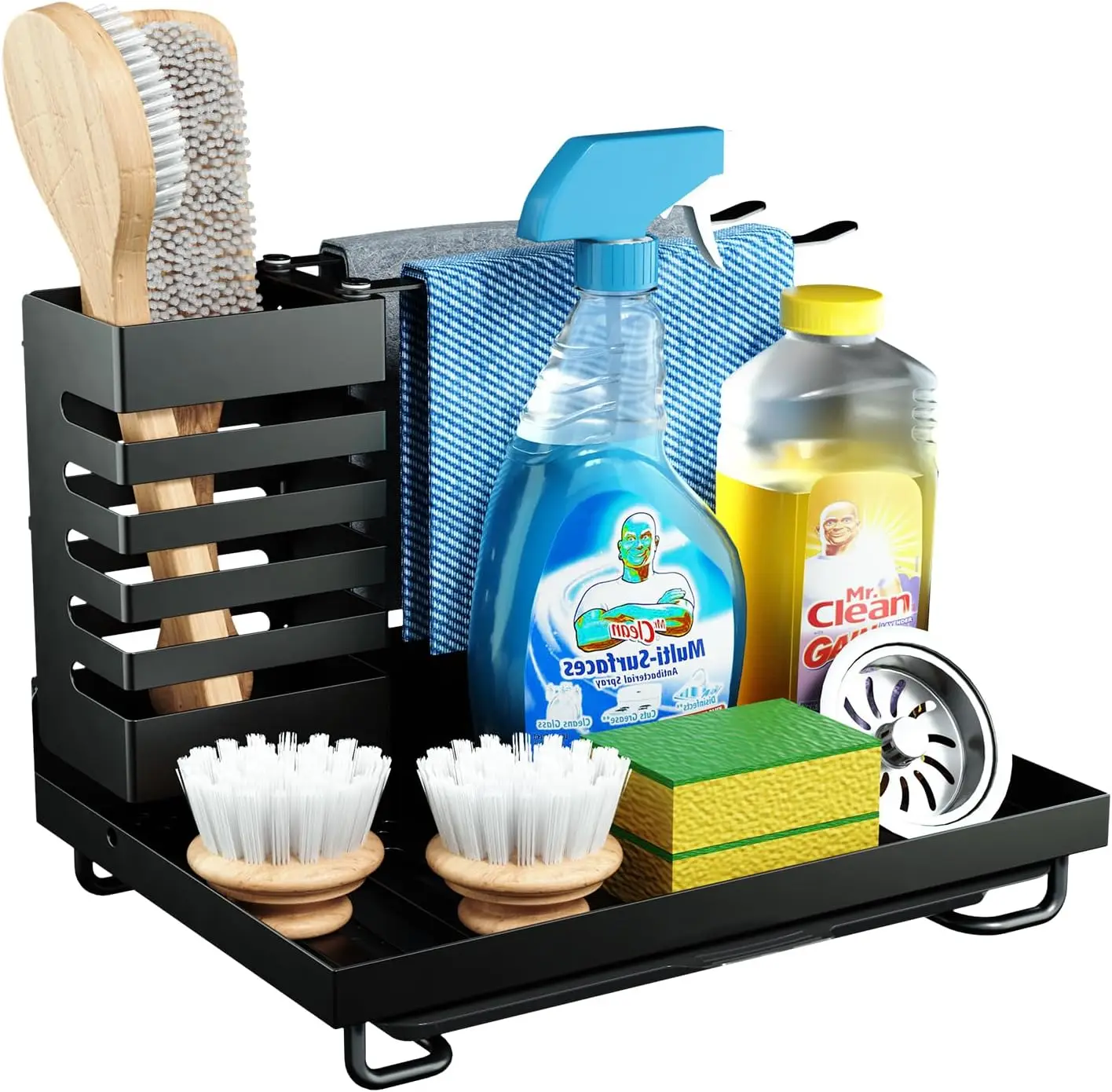 

Держатель губки для кухонной мойки, органайзер для кухонной мойки из нержавеющей стали с 360° ° Вращающийся держатель для кухонной салфетки, кухонная раковина Caddy Wi