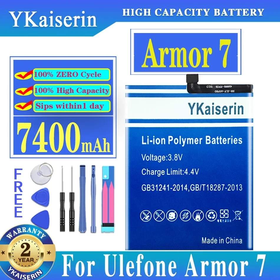 YKaiserin 7400mAh Mobile Phone Battery For Ulefone Armor 7 Armor7 Rechargeable Mobile Phone Batteria High Quality Battery