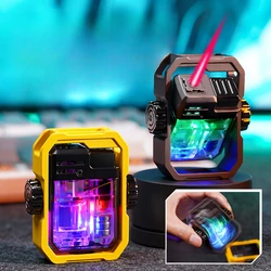 New Cool Rotating Gyro with LEDColorful Lights Windproof Lighter Personalized Transparent Air Chamber Inflatable Lighter Smoking