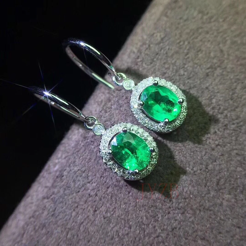 

Elegant emerald earrings sterling silver women's fashion jewelry set with green gemstones wedding bride engagement gift