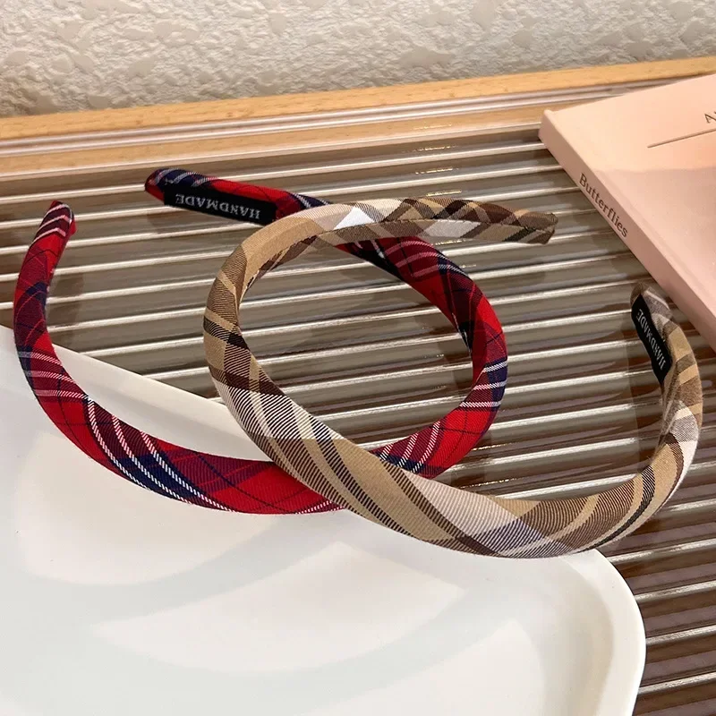 Fashion Vintage Plaid Hair Bands for Women Girls French Retro Headband Girls Hairband Hair Hoop Female Hair Accessories Headwear