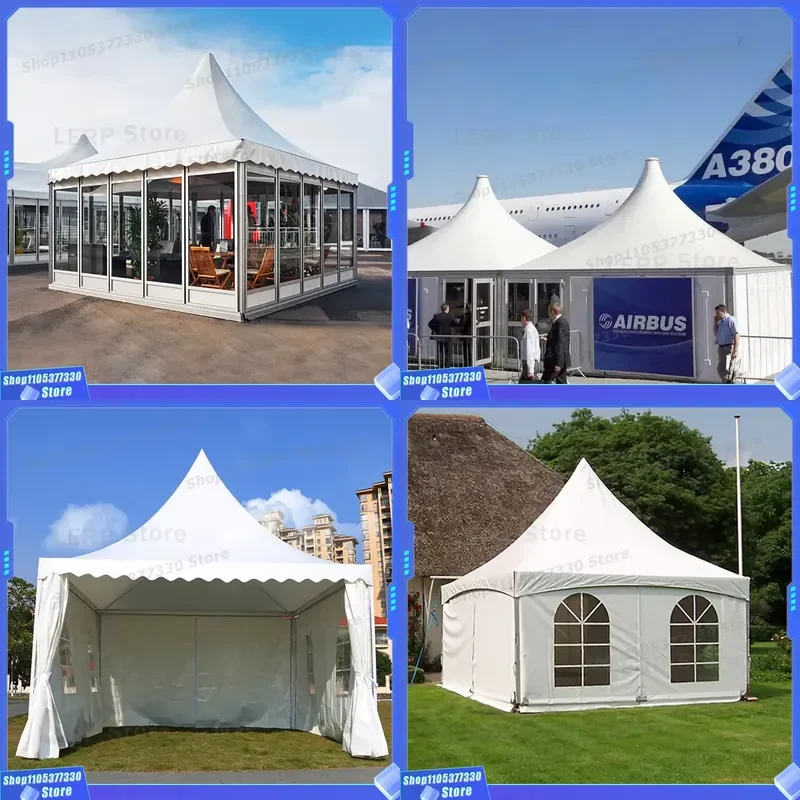 Prefab Modular PVC Aluminum Outdoor High Pagoda Tent 6x6m Triangle Waterproof for Event Wedding Party 7-12 Person