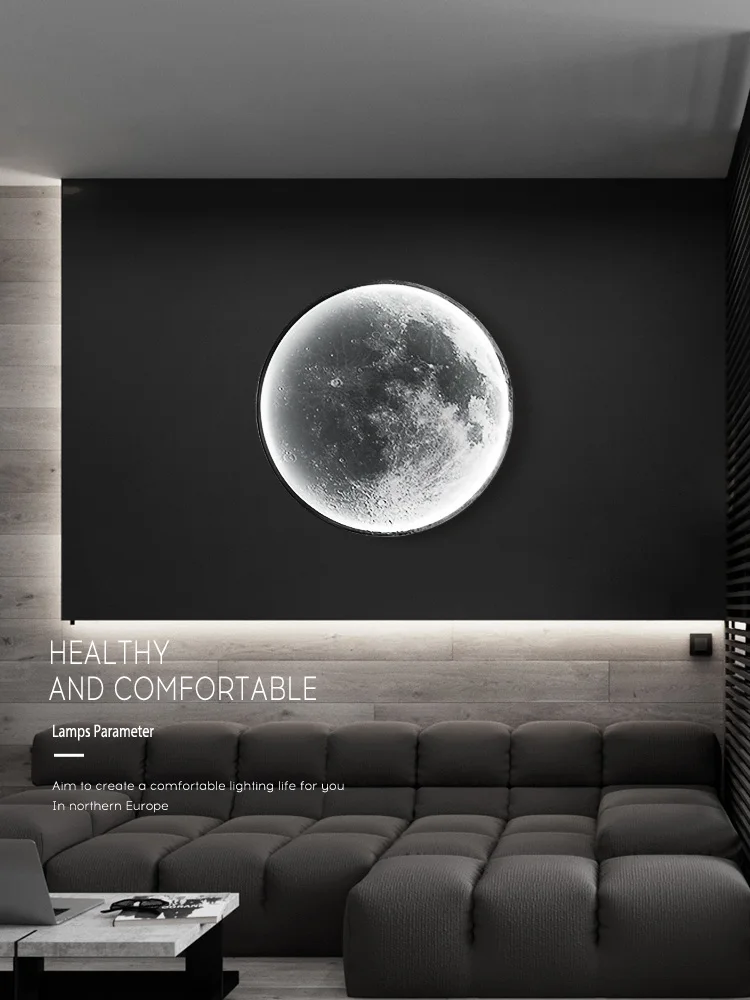 Moon Wall Lamp Living Room Background Wall Modern Simple Wall Painting Lamp Art Decoration Designer Aisle Bedroom Bedside Lamps