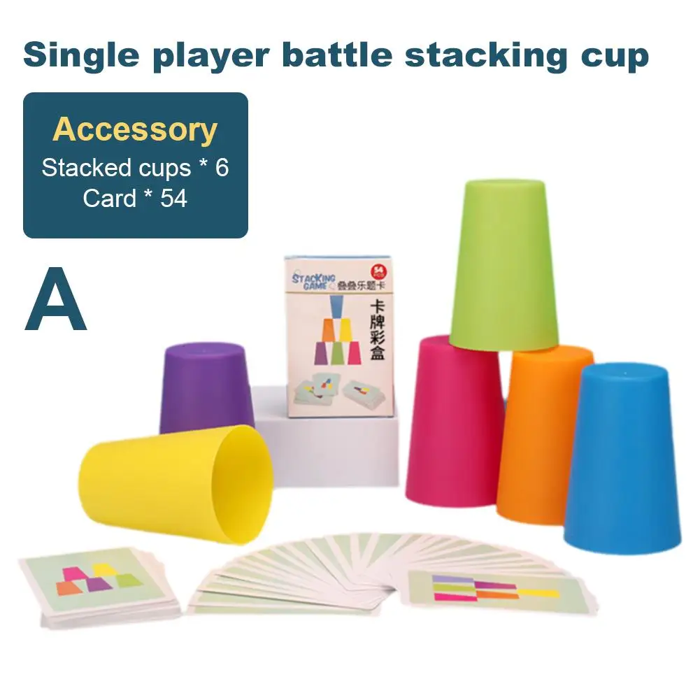 Juego de velocidad de taza apilable, juguetes con tarjeta, juguetes lógicos cognitivos de Color para padres e hijos, interactivos, Educación Temprana F2d8