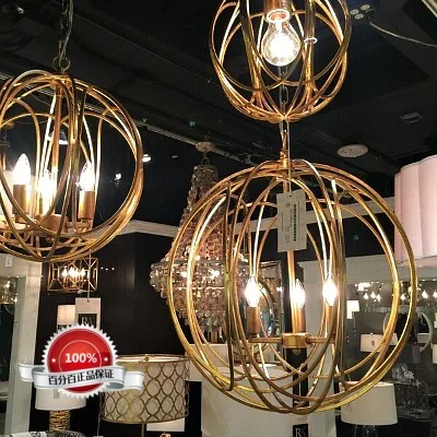 New York Downtown Park Imported Orphana Rotating Planet Neoclassical Made Old Gold Pendant Lamp