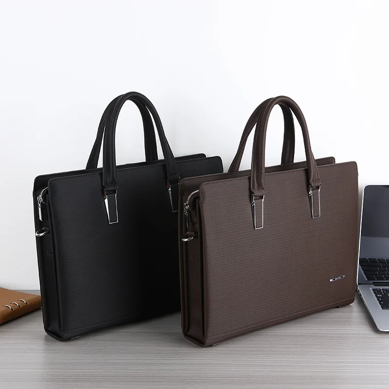 New Business Handbag With Compartments Single Shoulder High-end Luxury Briefcase Laptop Messenger Bag Men Leather Men's Trendy