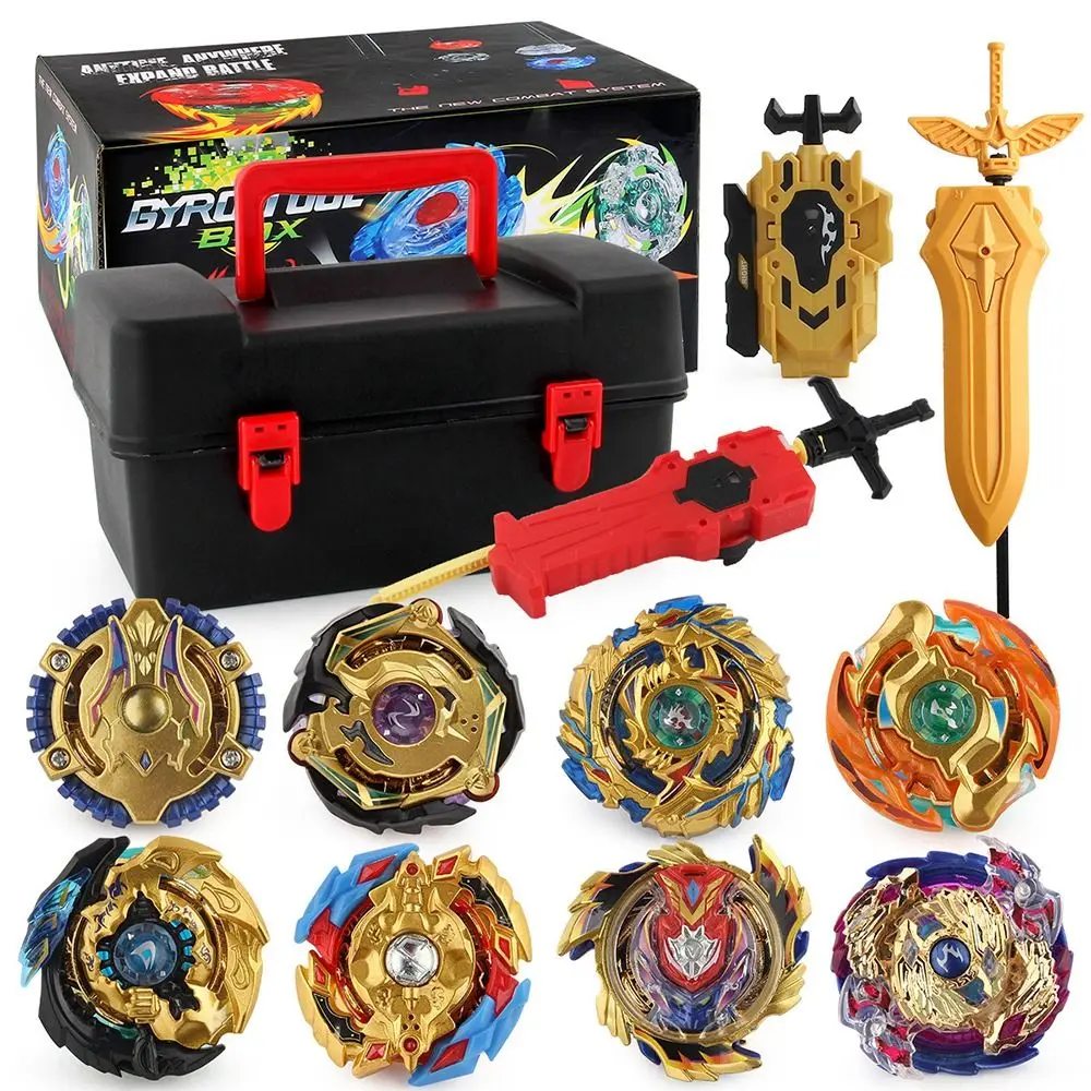 Spinning Bey Battling Top 12 Spinning Tops Portable Box Burst Gyro Toy Set Two-Way Launcher Metal Combat Battling Game Set