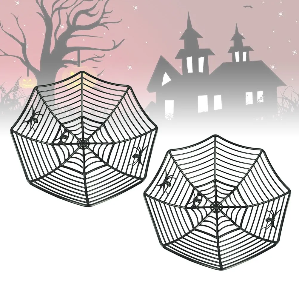 

Набор из 2 пластиковых корзин в форме паука для конфет и фруктов, для Хэллоуина, домашних вечеринок и праздничной атмосферы