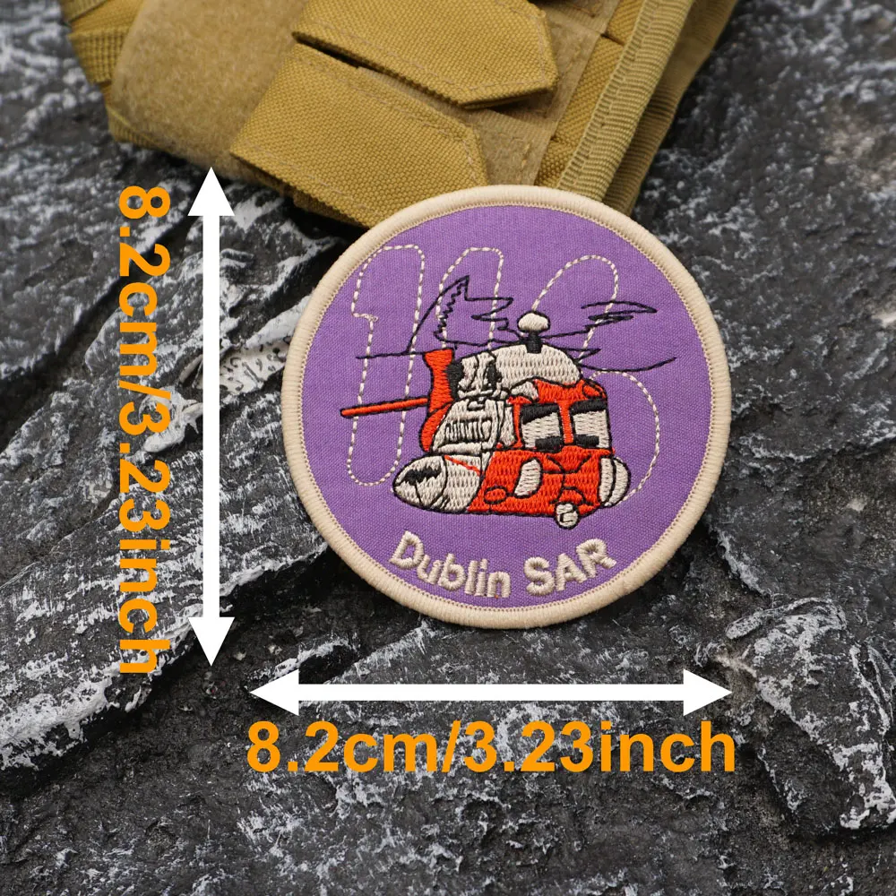 Dublin Search and rescue Embroidered Patch with merrow border, Sewable Applique for Clothing and Accessories