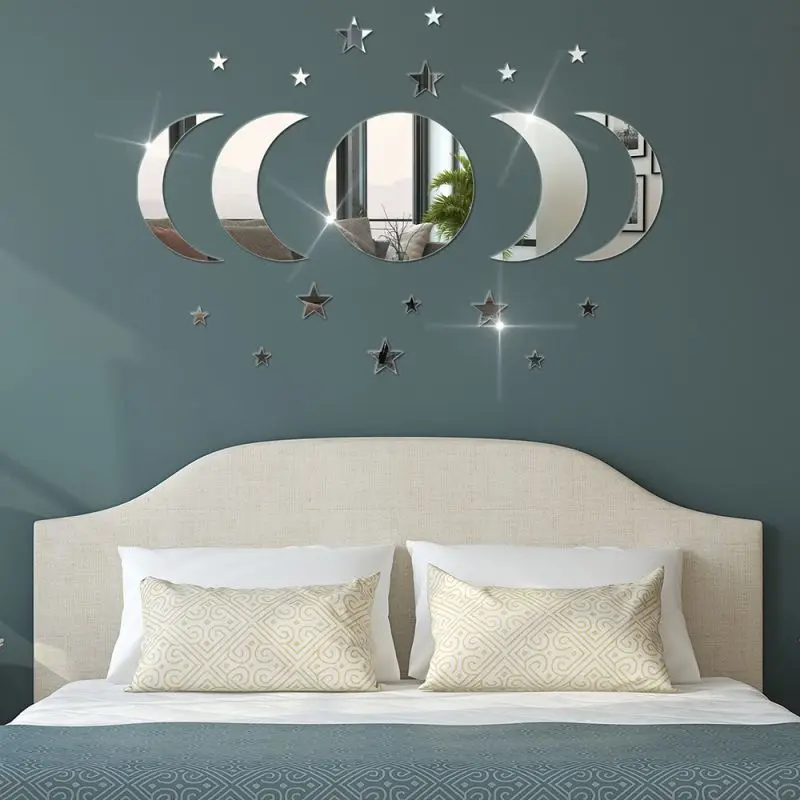 20 lentes de acrílico con forma de estrella y Luna para la decoración de paredes en salas de estar, dormitorios y otros lugares