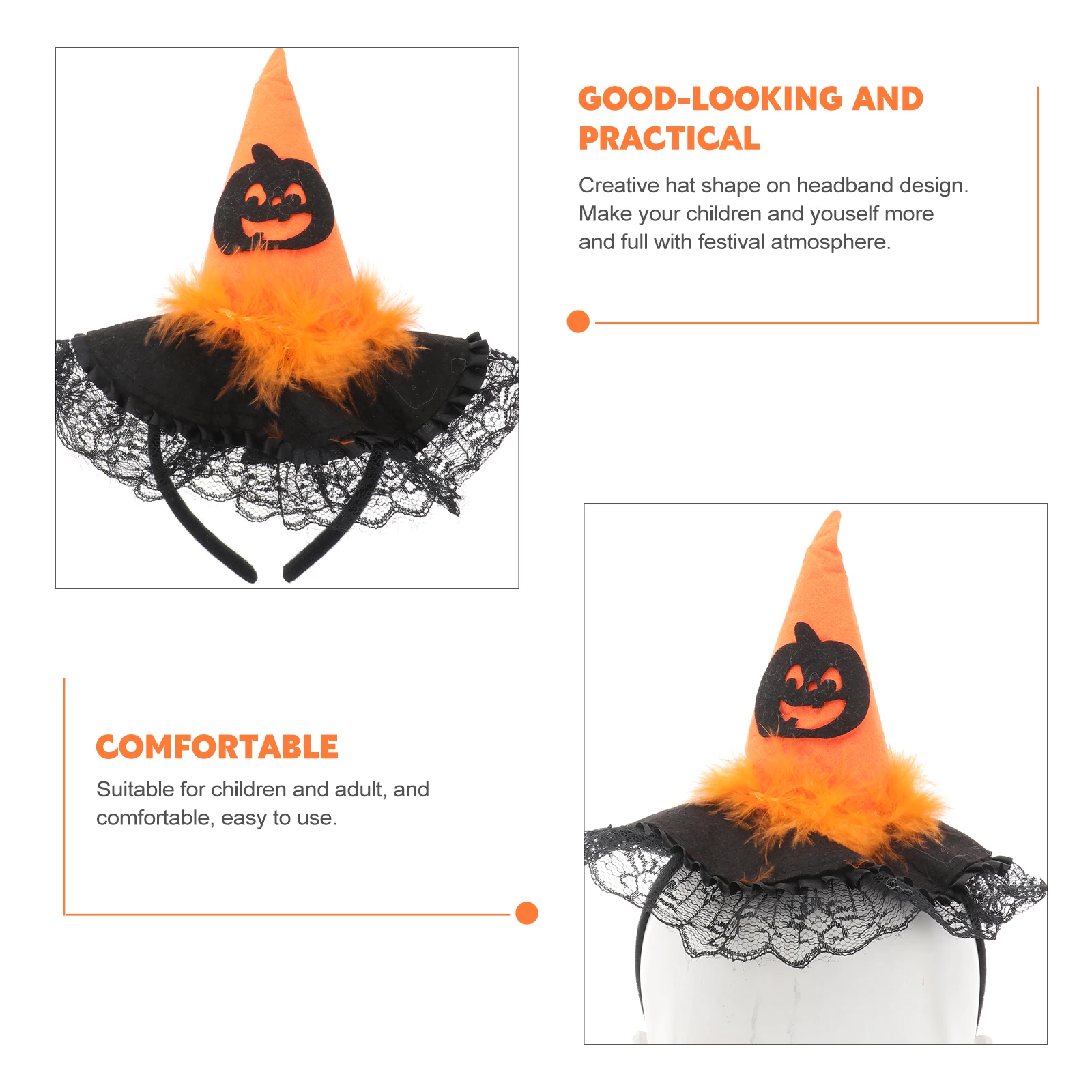 

Chic Witch Hat Shape Hair Hoops Halloween Headb Headdress Costumes Party Supplies Kids Adult Festive Accessories