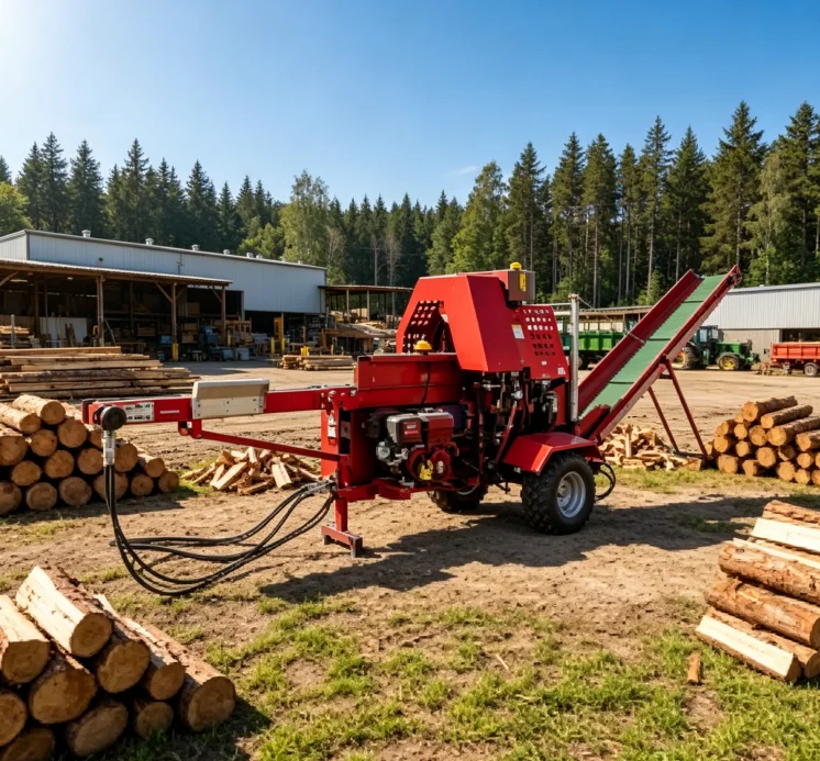 Compact Towable Firewood Processor 25Ton Hydraulic Log Splitter Custom Dual Conveyor  for Small Farm Firewood Business