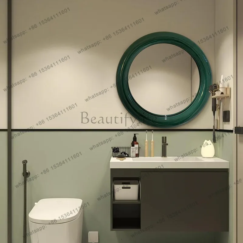 Classic Lights Decorative Mirrors Round Living Room Aesthetic Wall Make Up Mirror Salon Wood Espejos Para Pared Bedroom Stuff
