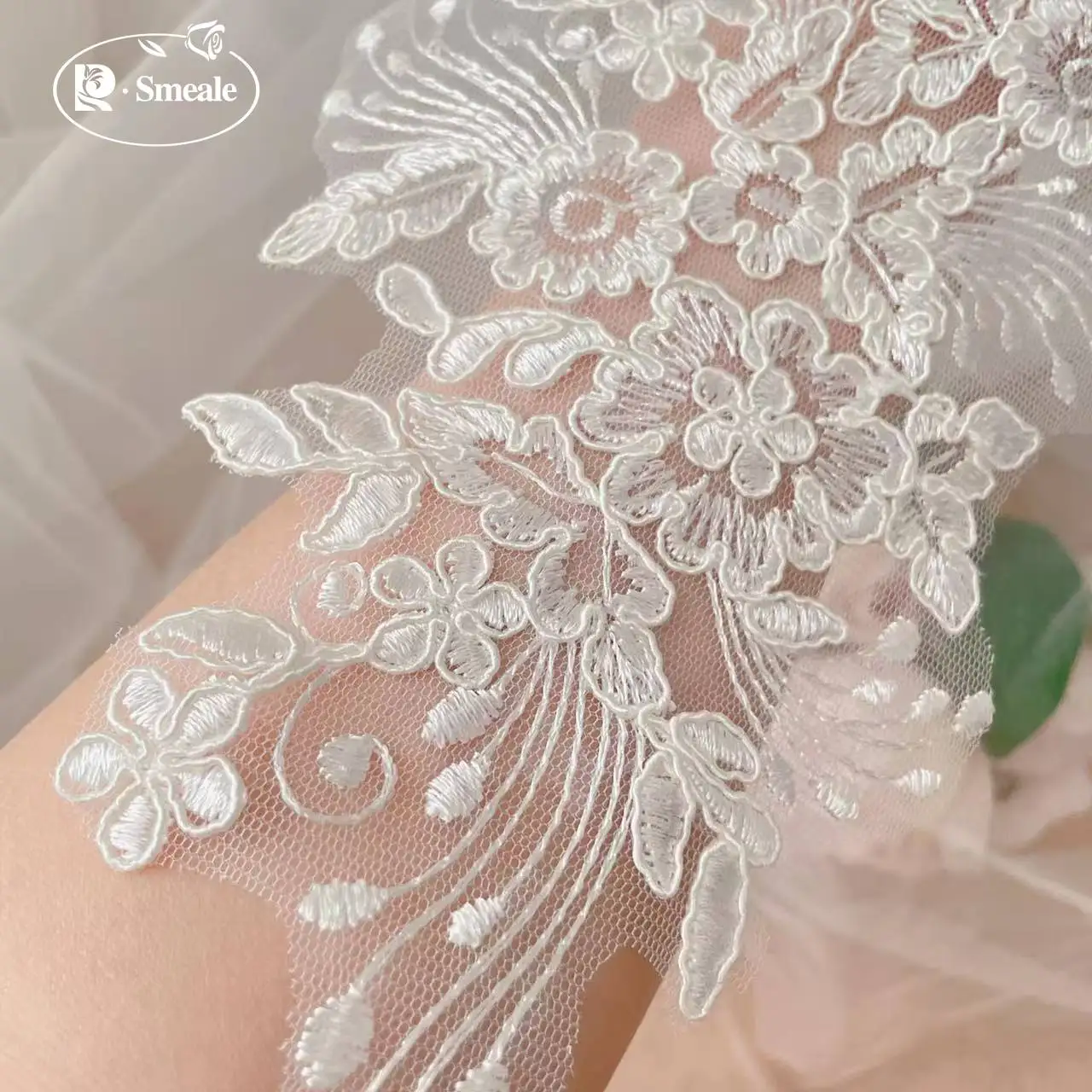 10 Stück = 5 Paar Neues Design Spitzen-Hochzeitsschleier-Applikation Braut-Kopfschmuck Kragen Spitzenstoff-Aufnäher Handgemachtes DIY-Zubehör RS898 – Detail 5
