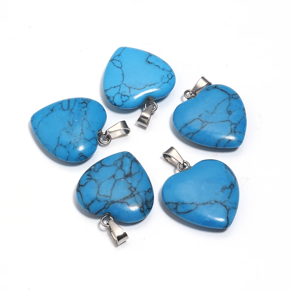 Natural Stone Mix Color Heart Shape Charms for DIY Making