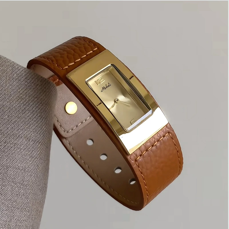 Square belt watch Vintage Women's Watch Fashion Square Black Leather Bracelet Exquisite Clock Gift Elegant Women's Watch