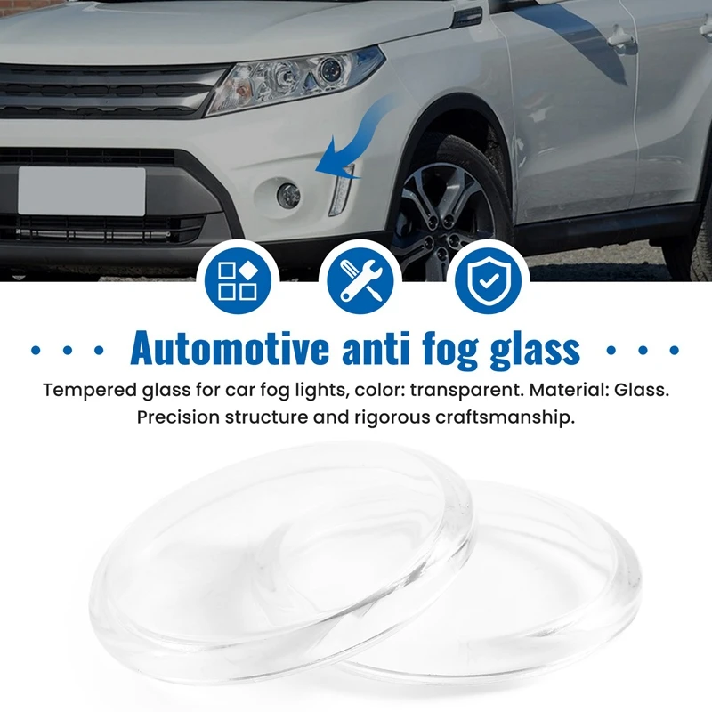 2Pcs/Set Round Diameter 90Mm Fog Lamps Lights Tempered Glass Anti-Fog Glass For Mitsubishi L200 Outlander Pajero Colt Triton ASX