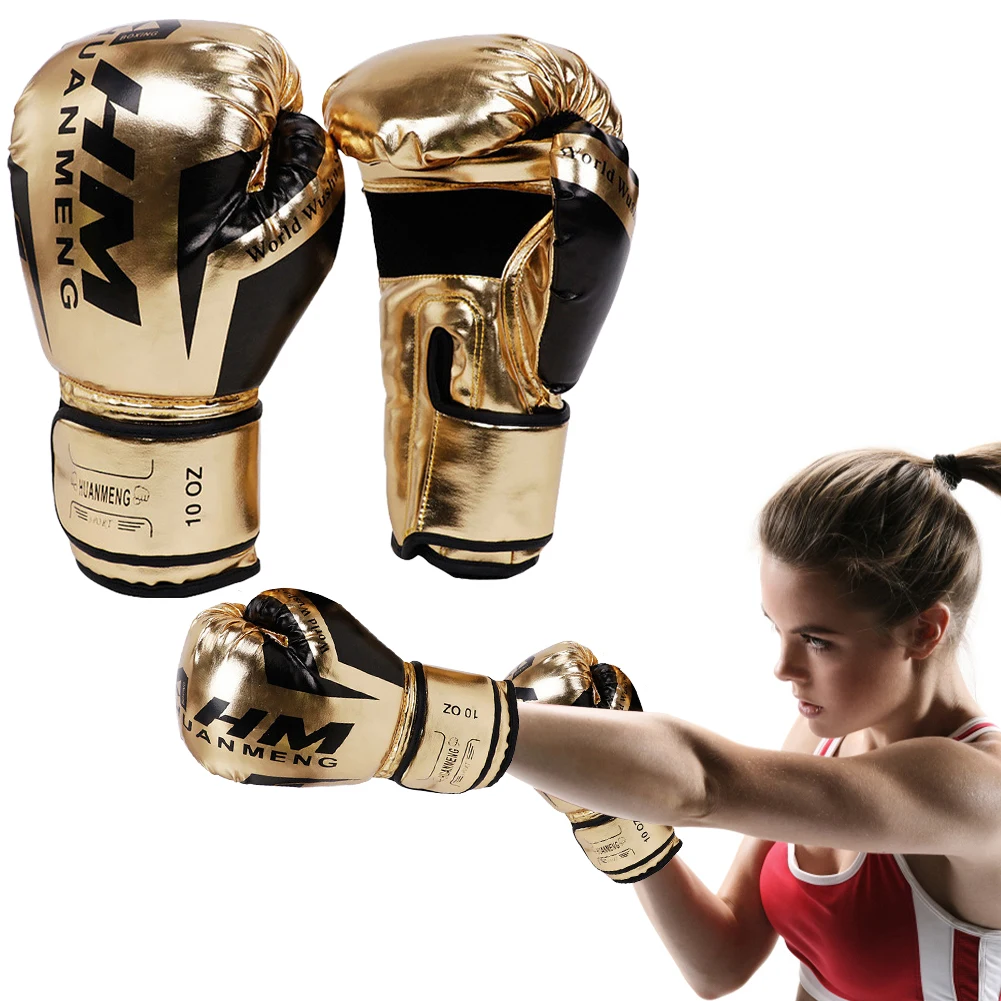 Guantes de entrenamiento de boxeo, esponja de cuero PU, guantes de boxeo profesionales, guantes de lucha Sanda transpirables, suministros deportivos para adultos y niños