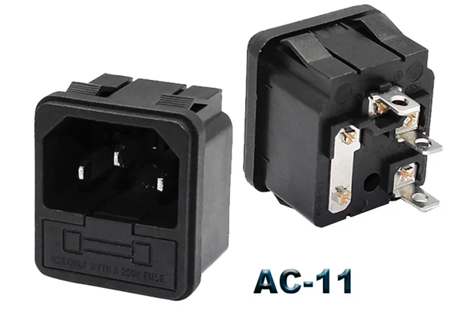 IEC320 C14 Elektrische AC-Buchse 3-polig Rot LED 250V 10A Sicherung Buchse Stecker Einlassanschluss 2-polige Buchse Montage-Wippschalter – Detail 25