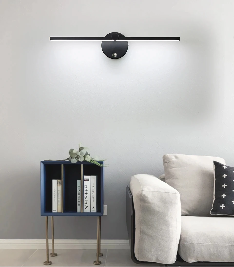Lampada da Parete LED dal Design Minimalista con Striscia Luminosa Dimmerabile a Tre Colori e Rotazione di 350° ° Illuminazione per Camera da Letto,