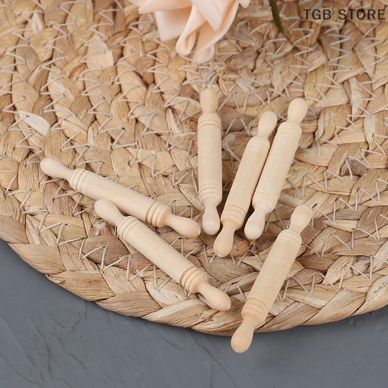 6 Teile/satz 1:12 Holz Nudelholz Modell Puppenhaus Miniaturen Küche Zubehör