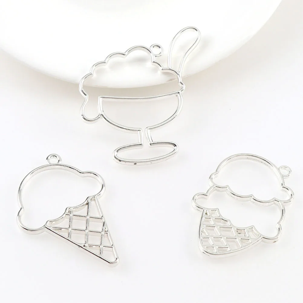 

9pcs Alloy Diy Charm Pendant Ice Cream Shape Jewelry Making Accessories Mixed Style Durable Unique Design Scrapbooking Keychain