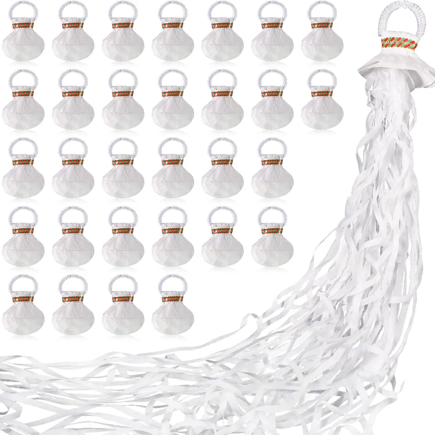 10pcs White Hand Throw Streamers Confetti Poppers No Mess Paper Crackers Birthday Wedding Celebrations Graduation Party Favors