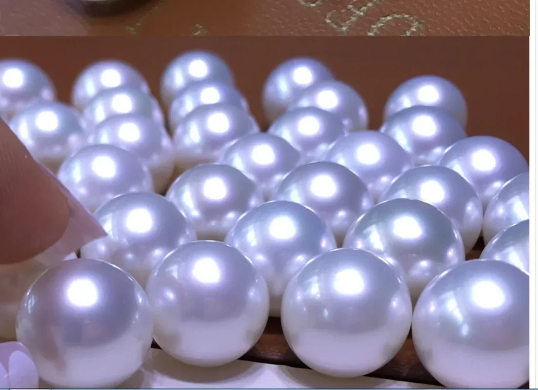 Pair of 9-10mm White Round Loose Pearl Undrilled Women Wedding Party Jewelry Making Necklace Earring Bracelet Ring Pendant