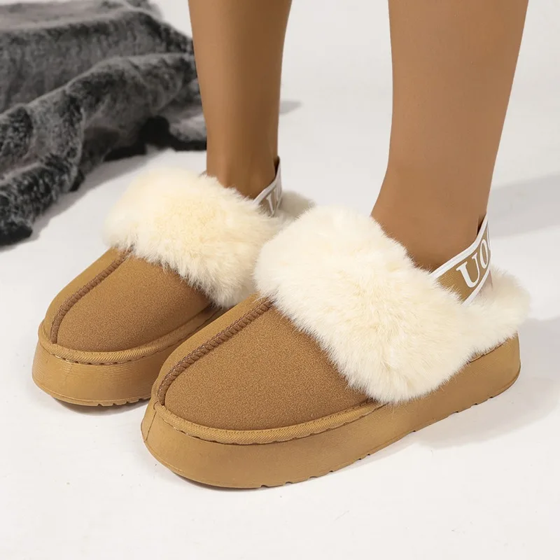 Women Boots 2024 New Women Fashion Winter Indoor Solid Color Suede Fur Boots Ladies Home Platform Warm Slip-on Women Shoes