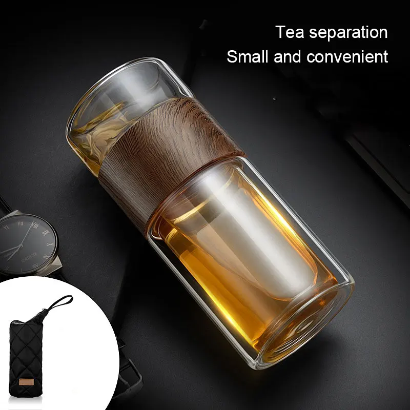 200ml Tea Water Bottle With Cup Holder Glass Double Layer Tea Water Cup Infuser Tumbler Drinkware Water Bottle With Tea Filter