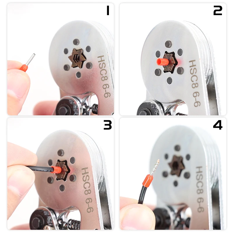 Ferrule Pin Terminal Connectors Crimping Pliers HSC8 6-6/6-4 Mini Adjustable Ratchet Electricians Hexagonal/Square Tools