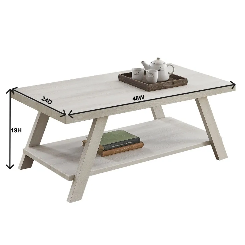 

Athens Contemporary Wood Shelf Coffee Table in White Finish