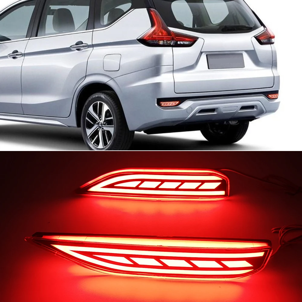 Car Flashing 2PCS Tail Rear Bumper Light Lamp LED Rear Bumper Reflector Brake Light Lamp For Mitsubishi xpander 2017 2018 2019